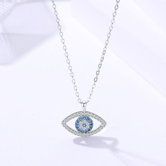 S925 Sterling Silver Evil Eye Necklace – Platinum Plated Demon Eye Pendant for Women | European & American Style