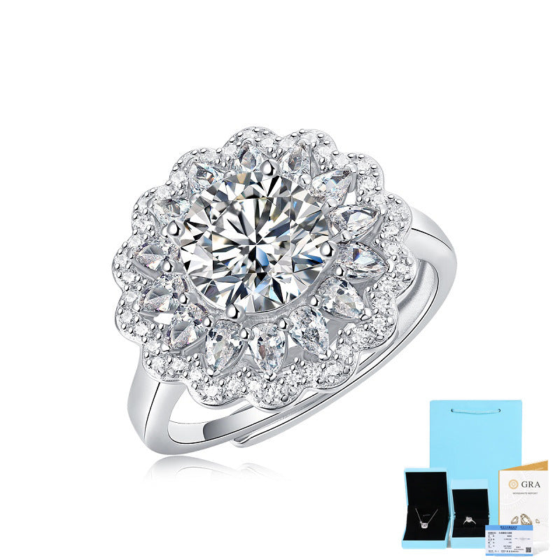 Eternal Bloom Floral Moissanite Ring – Sterling Silver