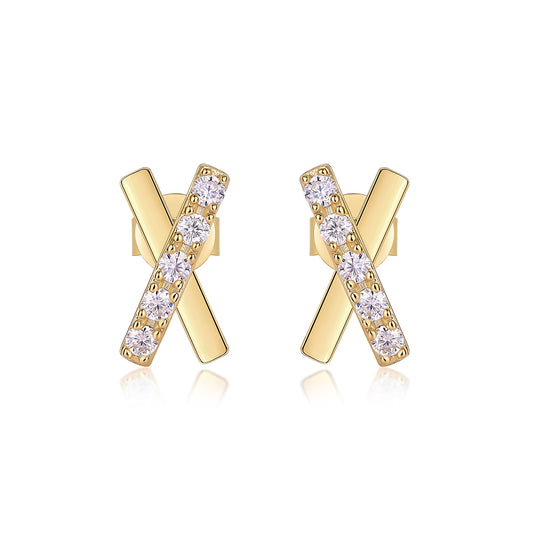 Dream Road - Premium Moissanite Luxury Fashion Light Luxury Jewelry Silver Stud Earrings S925 Silver Electroplated Gold