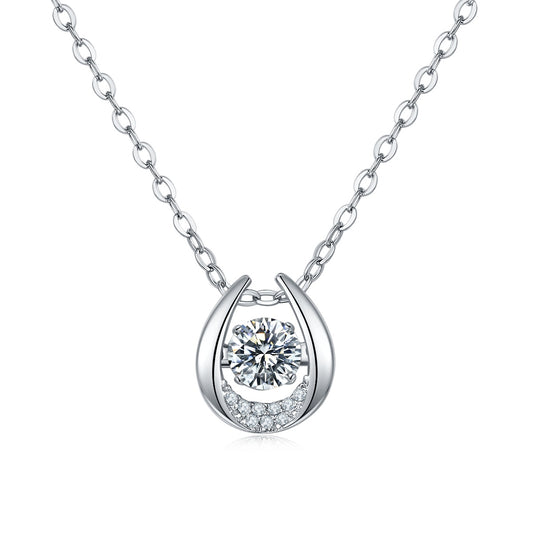 Set With Top-quality Moissanite, This Luxurious And Fashionable Light Luxury Trend Jewelry Necklace Pendant Is Made Of S925 Silver Electroplated With Platinum