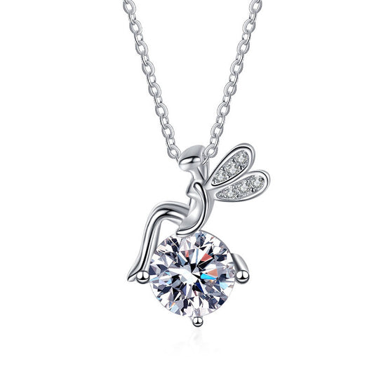 Celeste Moissanite Pendant Necklace – 925 Sterling Silver Elegance