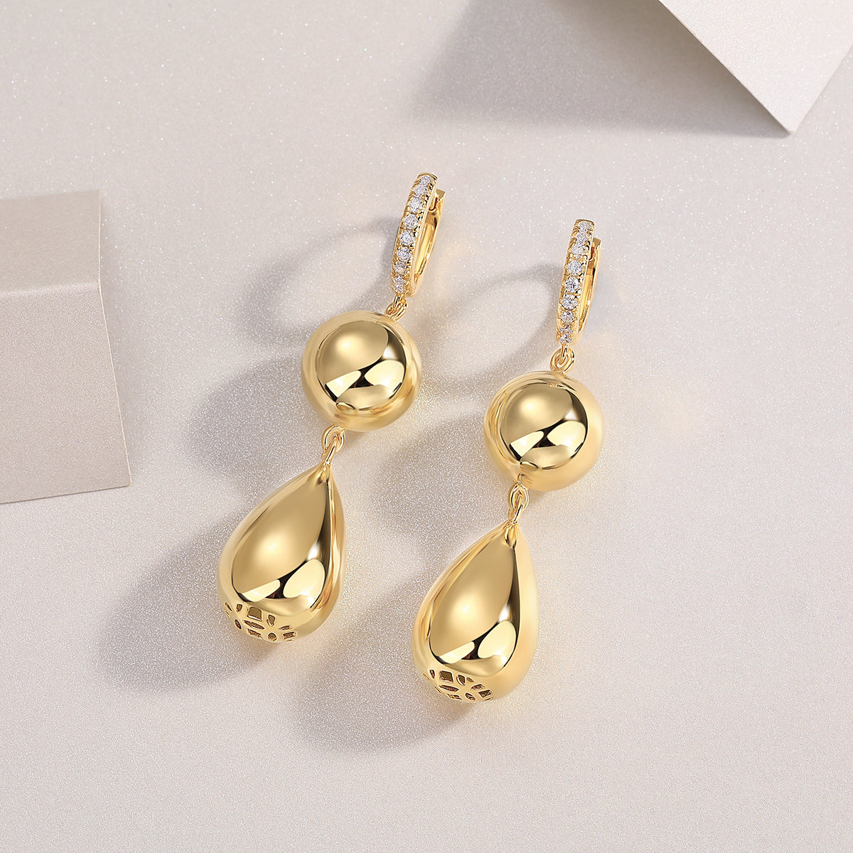 Gourd - Top-quality Moissanite Luxury And Fashionable Light Luxury Jewelry Silver Stud Earrings S925 Silver Electroplated Gold