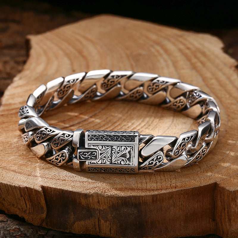 Heavy Cuban Link Bracelet – 925 Sterling Silver Tangcao Design (Men’s Style)