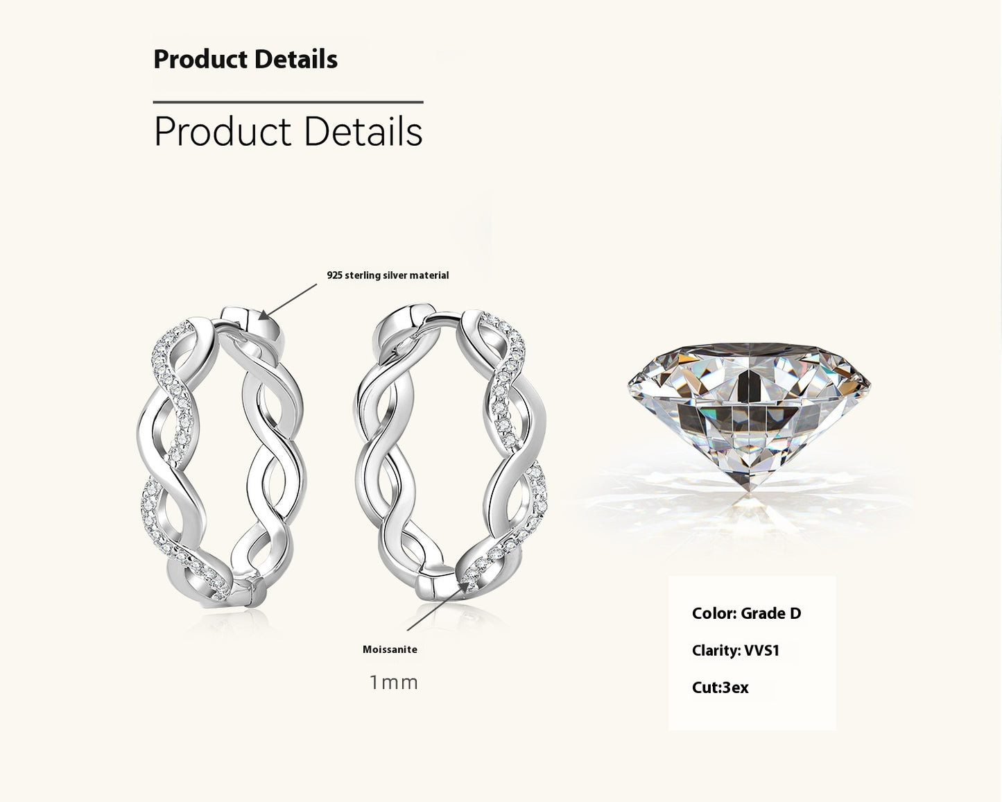 Twist Design Moissanite Stud Earrings – Women’s 925 Sterling Silver

Luxury Style