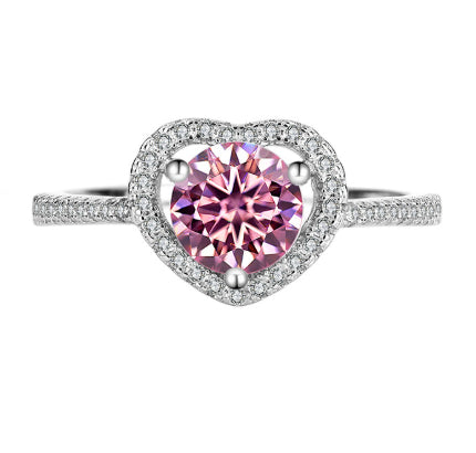 925 Silver Moissanite Couple Rings – Heart Hollow Design for Couples