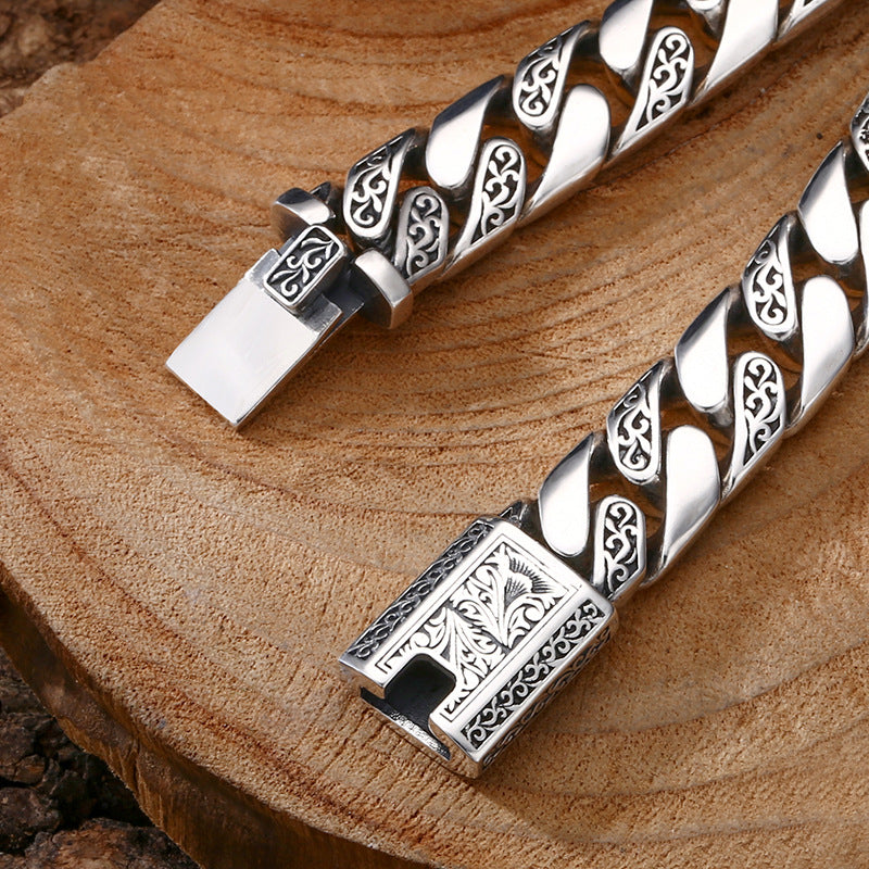 Heavy Cuban Link Bracelet – 925 Sterling Silver Tangcao Design (Men’s Style)