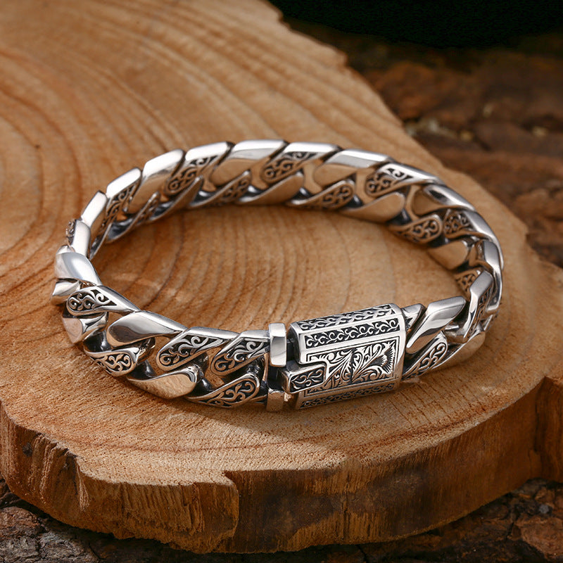 Heavy Cuban Link Bracelet – 925 Sterling Silver Tangcao Design (Men’s Style)