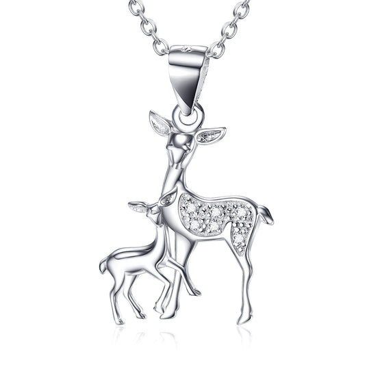 Fawn Pendant 925 Sterling Silver Necklace – Cute Deer Charm Jewellery for Women