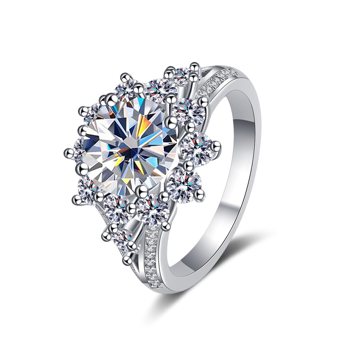 925 Sterling Silver Women’s Ring – 3 Carat Color Moissanite, Affordable Luxury Style