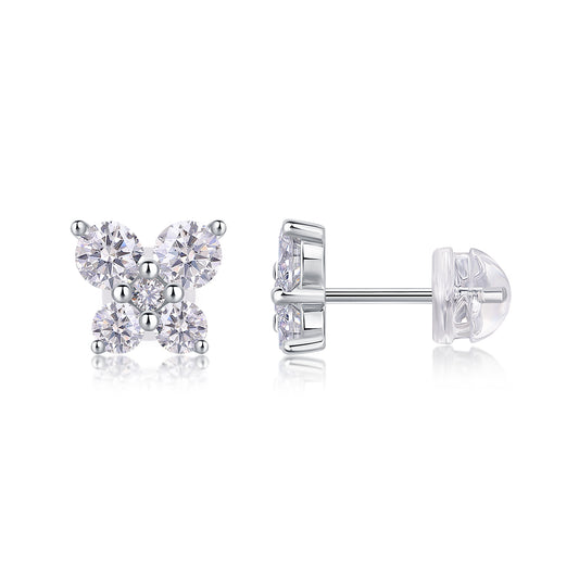 Top-quality Moissanite Luxury And Fashionable Light Luxury Jewelry Silver Stud Earrings S925 Silver Plated Platinum