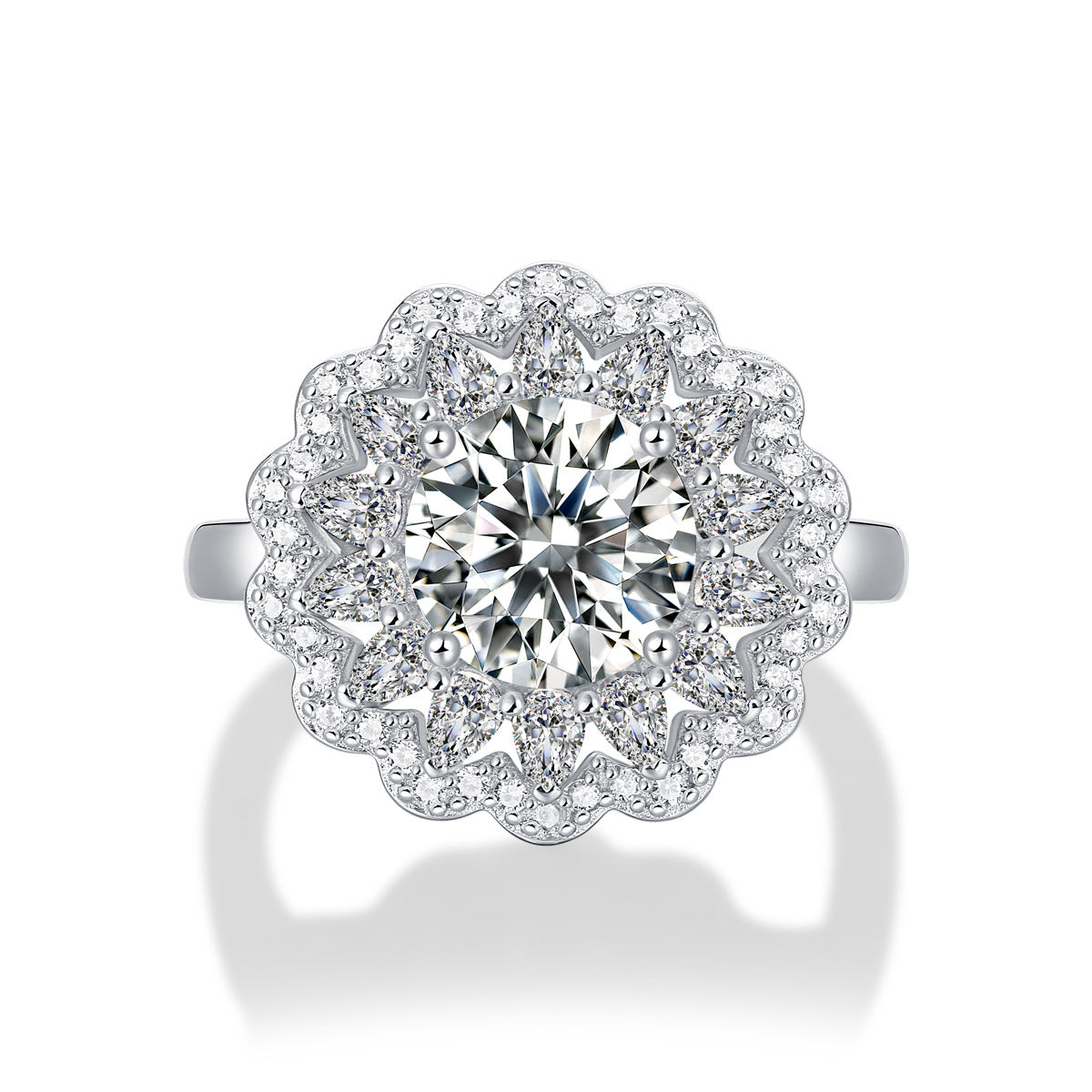 Eternal Bloom Floral Moissanite Ring – Sterling Silver