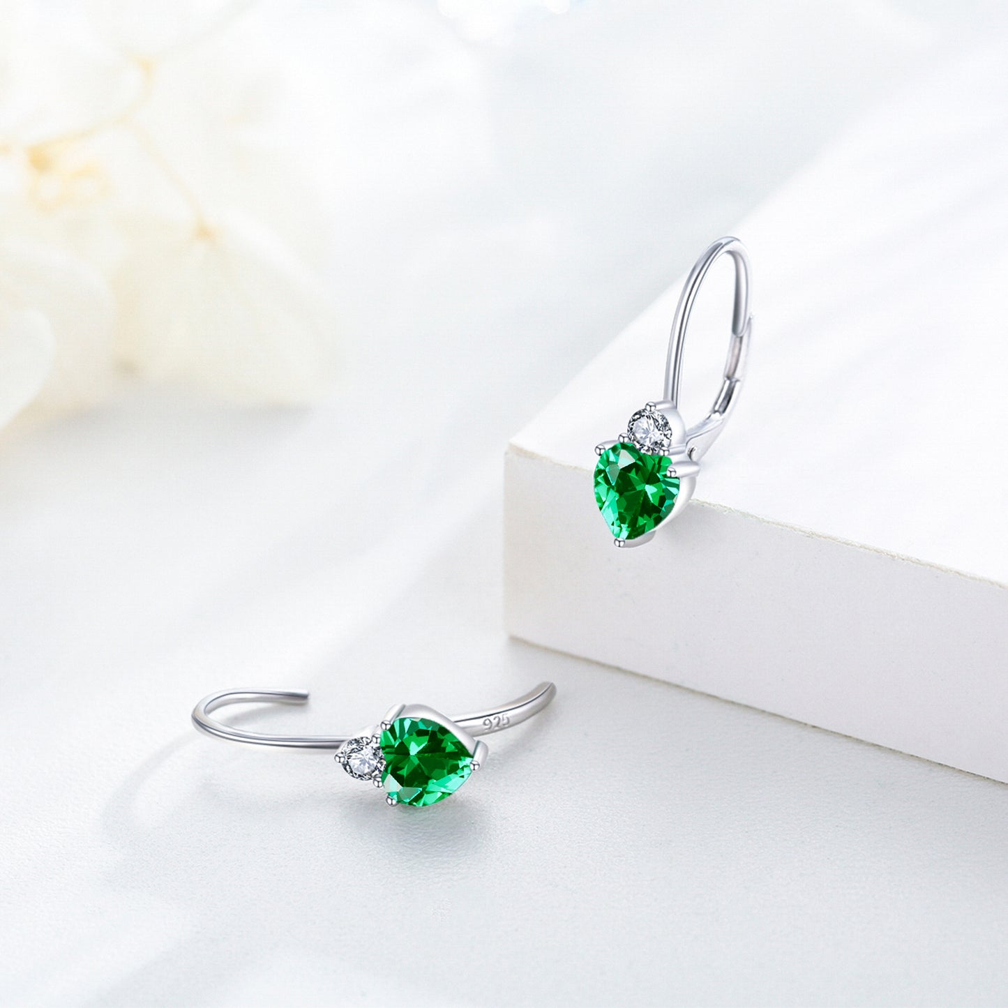 925 Sterling Silver Hypoallergenic Heart Zirconia Earrings for Women – Sparkling Birthstone Stud Jewelry