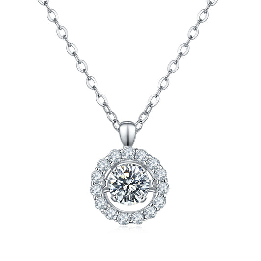 Set With Top-quality Moissanite, This Luxurious And Fashionable Light Luxury Trend Jewelry Necklace Pendant Is Made Of S925 Silver Electroplated With Platinum