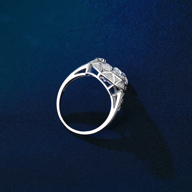 Elegant 2ct D-Color Moissanite Ring – 925 Sterling Silver (Green Display Background)