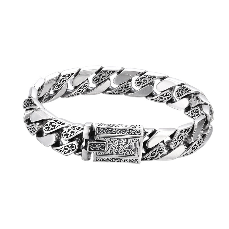 Heavy Cuban Link Bracelet – 925 Sterling Silver Tangcao Design (Men’s Style)