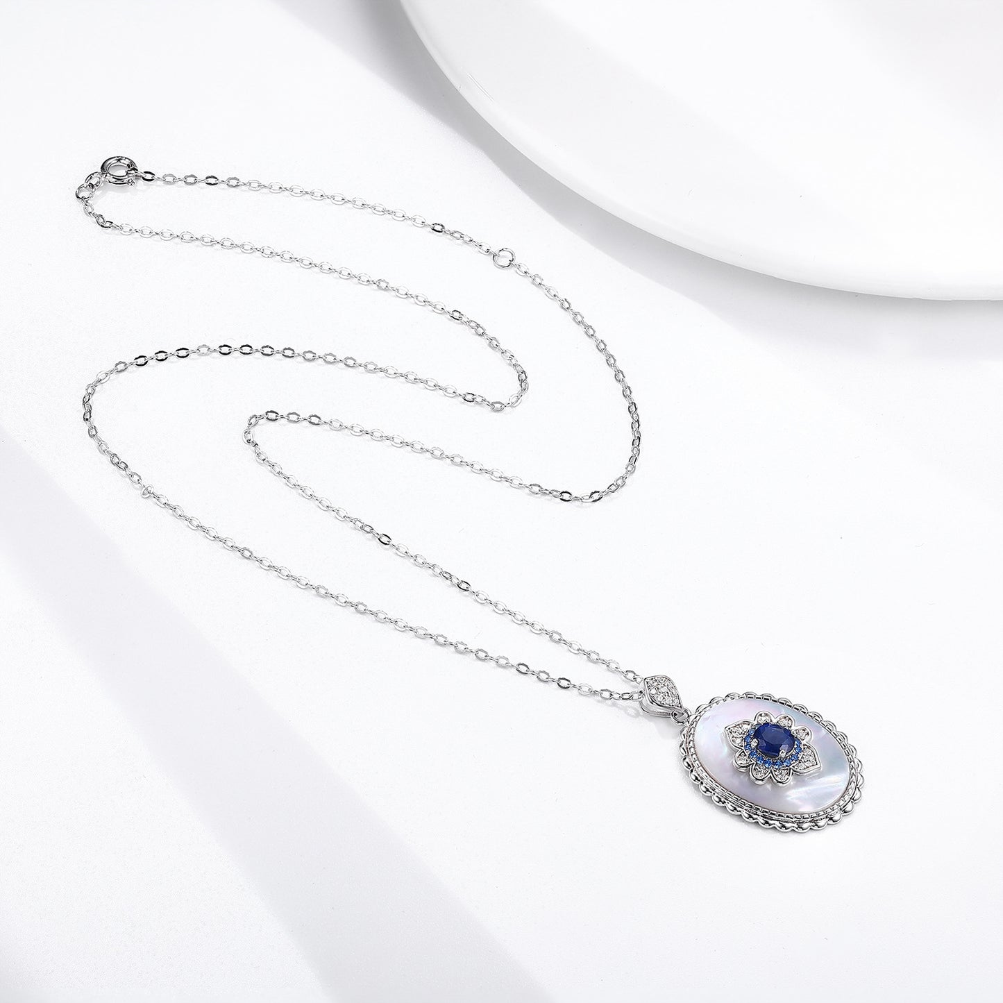 925 Sterling Silver Sapphire Diamond Pendant Necklace – Party & Wedding Jewelry