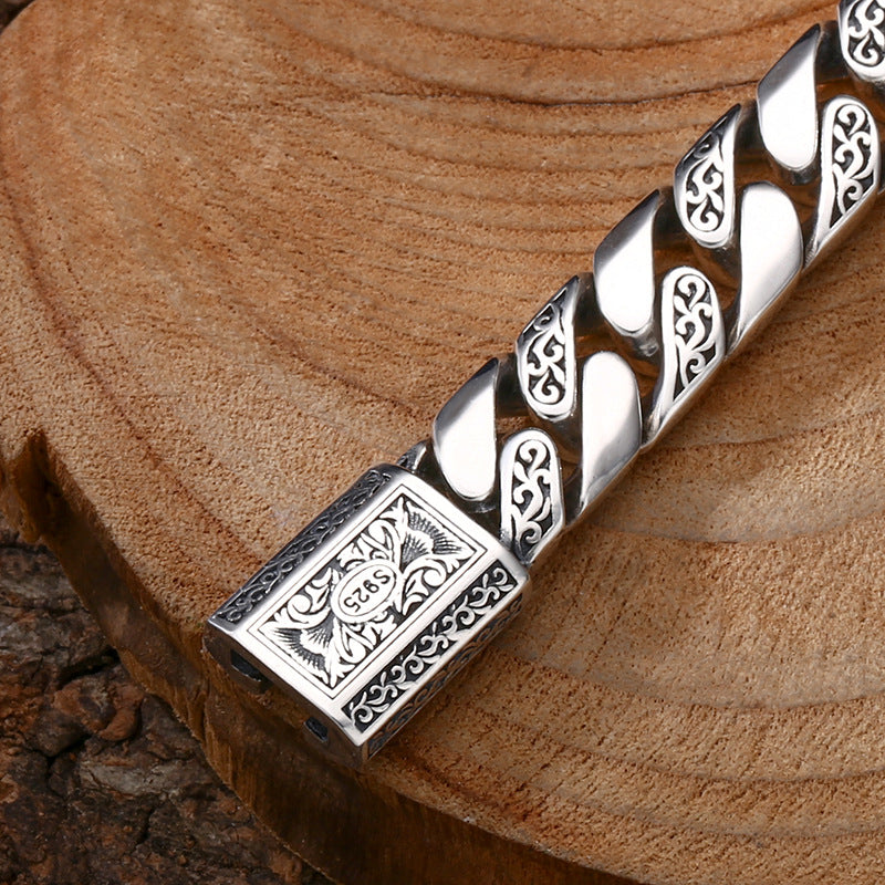 Heavy Cuban Link Bracelet – 925 Sterling Silver Tangcao Design (Men’s Style)
