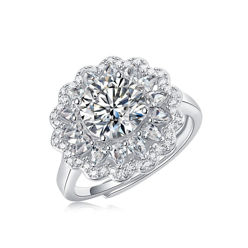 Eternal Bloom Floral Moissanite Ring – Sterling Silver