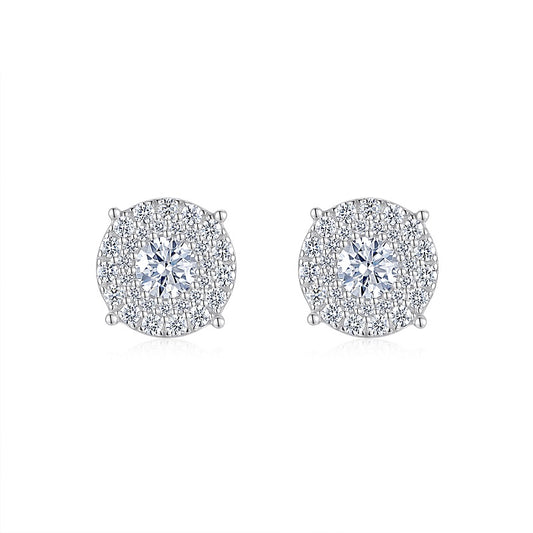 0.5-carat Luxury And Fashionable Light Luxury Jewelry Stud Earrings Set With Top-quality Moissanite, S925 Silver-plated Platinum