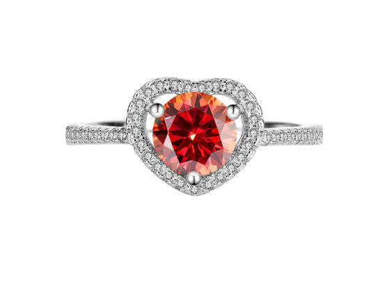 925 Silver Moissanite Couple Rings – Heart Hollow Design for Couples