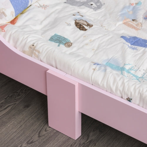 Kids Toddler Bed Princess Crown Theme Safety Side Rails Slats Home Bedroom Furniture Girls 3-6 Yrs  143 X 73 X 60 Cm