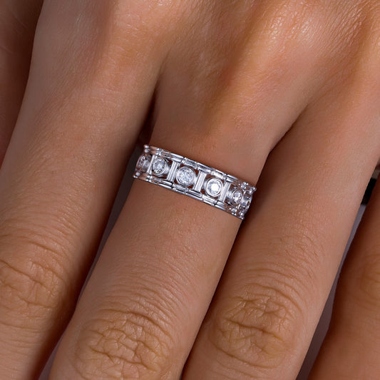 25 Sterling Silver Moissanite Ring – Roman Column Style, Light Luxury Women’s Jewelry