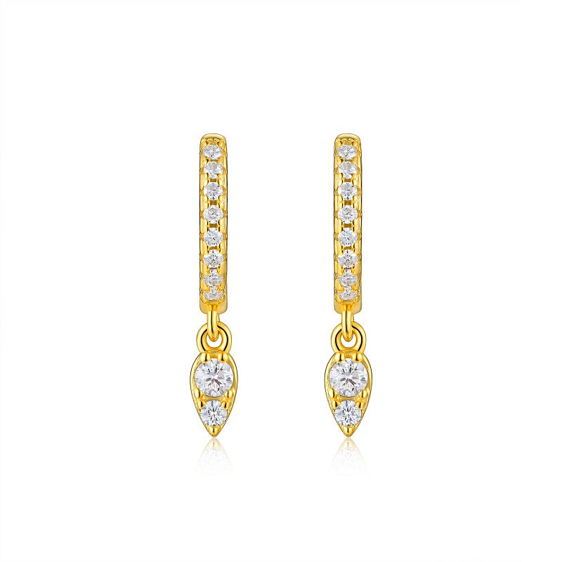 Top-quality Moissanite Luxury And Fashionable Light Luxury Jewelry Silver Stud Earrings S925 Silver Electroplated Gold