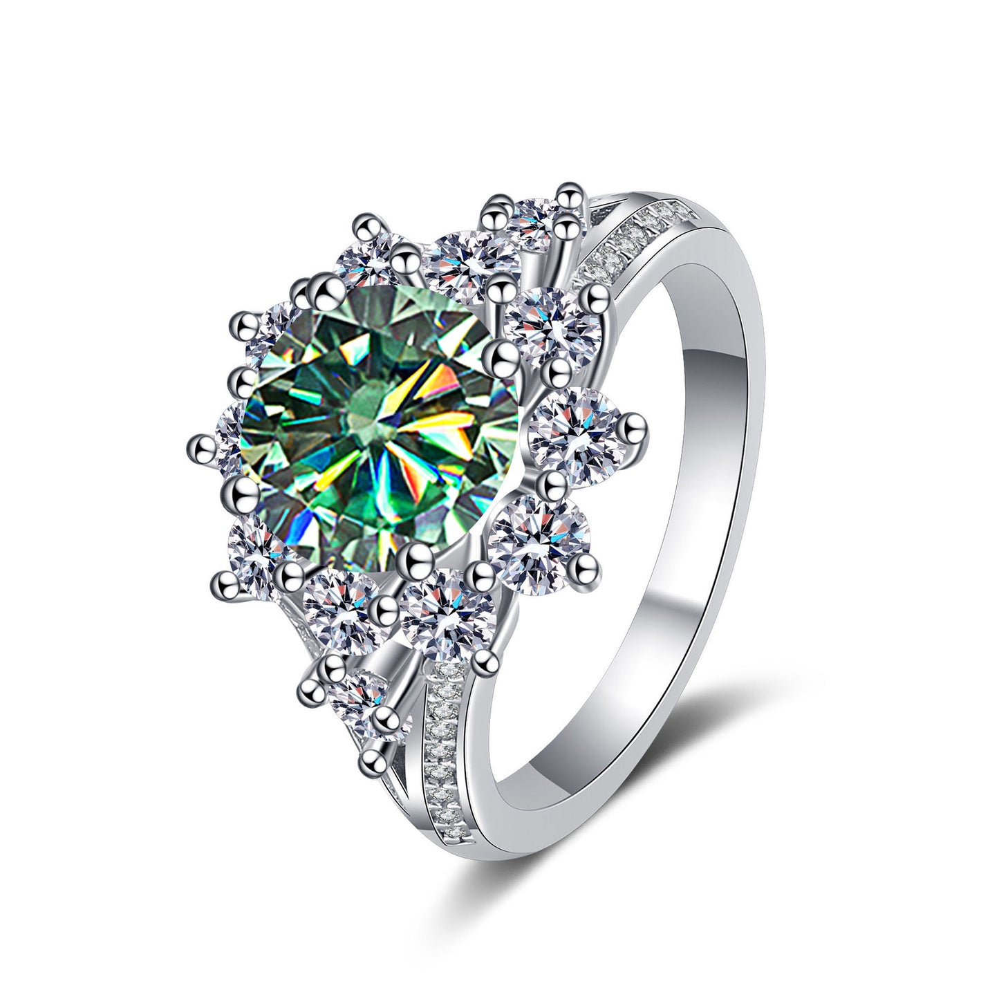 925 Sterling Silver Women’s Ring – 3 Carat Color Moissanite, Affordable Luxury Style