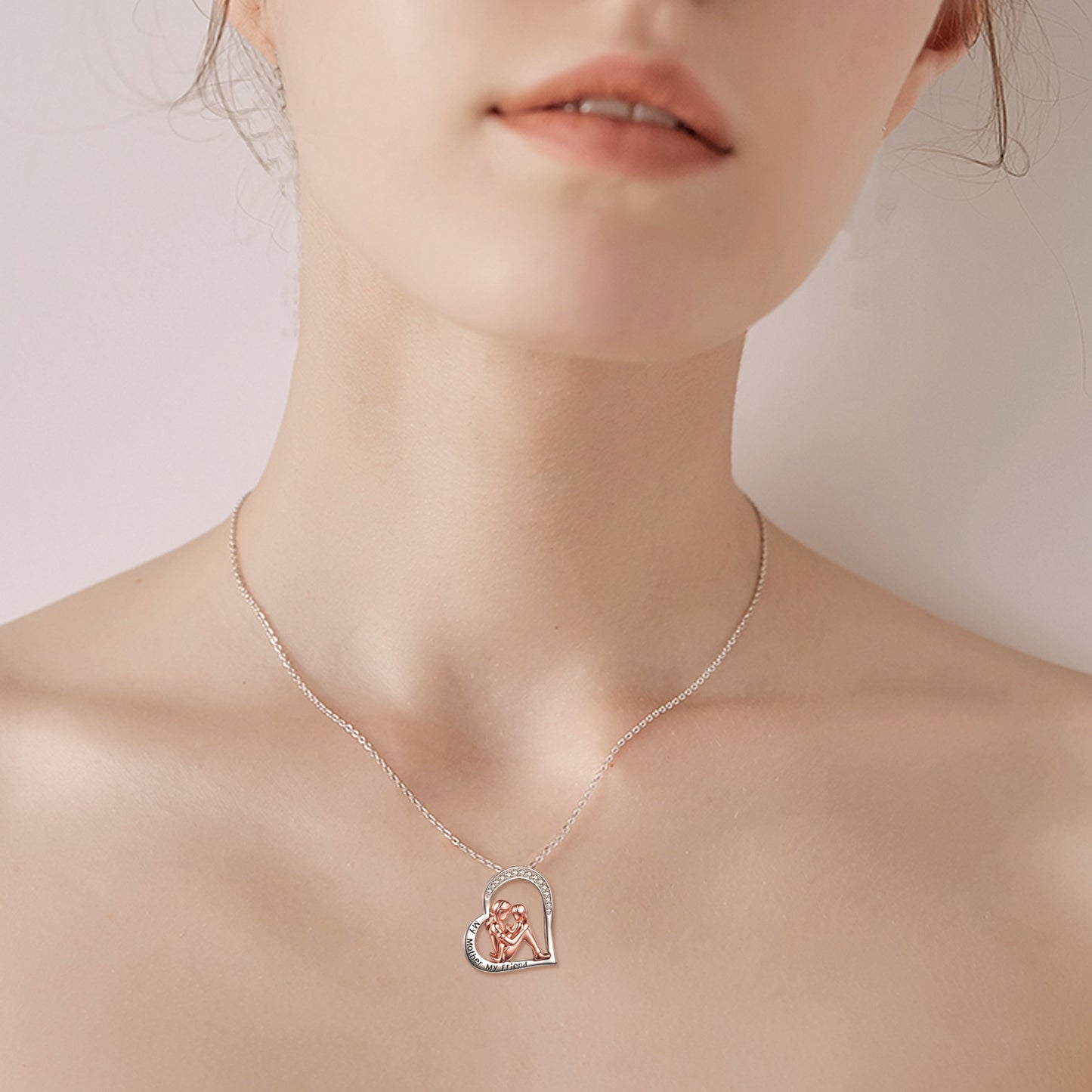 925 Sterling Silver Mother Daughter Necklace – “My Mother, My Friend” Engraved Pendant – Heartfelt Gift for Mum