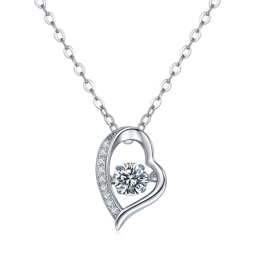 Set With Top-quality Moissanite, This Luxurious And Fashionable Light Luxury Trend Jewelry Necklace Pendant Is Made Of S925 Silver Electroplated With Platinum