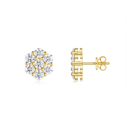 Top-quality Moissanite Luxury And Fashionable Light Luxury Jewelry Silver Stud Earrings S925 Silver Electroplated Gold