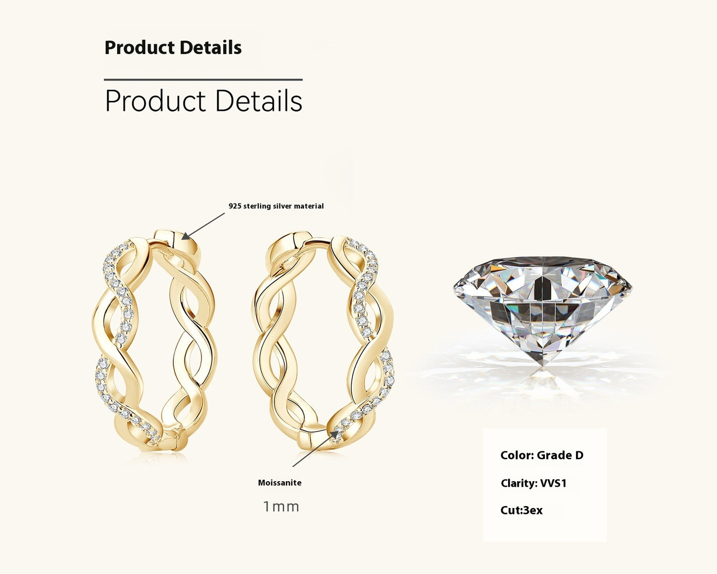 Twist Design Moissanite Stud Earrings – Women’s 925 Sterling Silver

Luxury Style