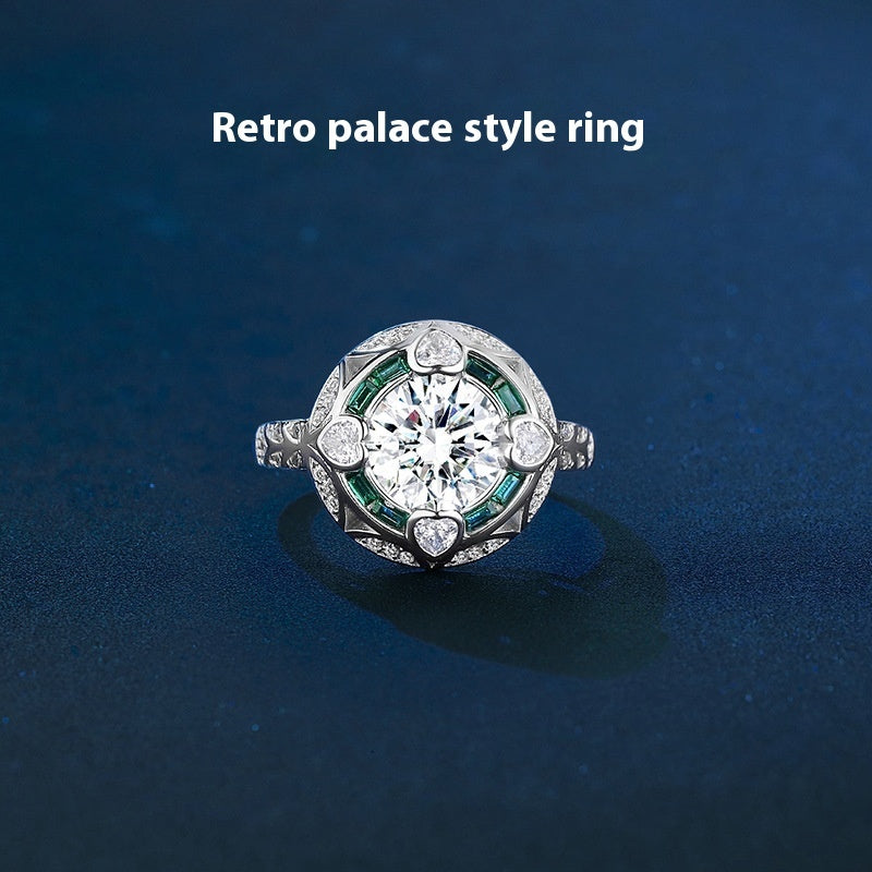 Elegant 2ct D-Color Moissanite Ring – 925 Sterling Silver (Green Display Background)