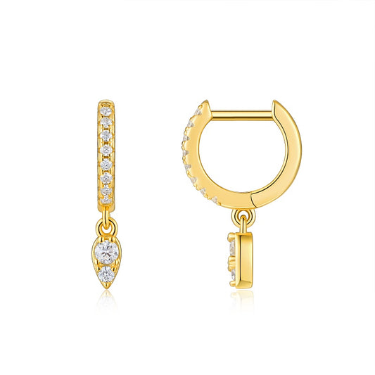 Top-quality Moissanite Luxury And Fashionable Light Luxury Jewelry Silver Stud Earrings S925 Silver Electroplated Gold