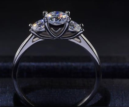 Elegant 1.2ct Moissanite Ring for Women – Triple-Row Gemstone Inlaid, 925 Silver